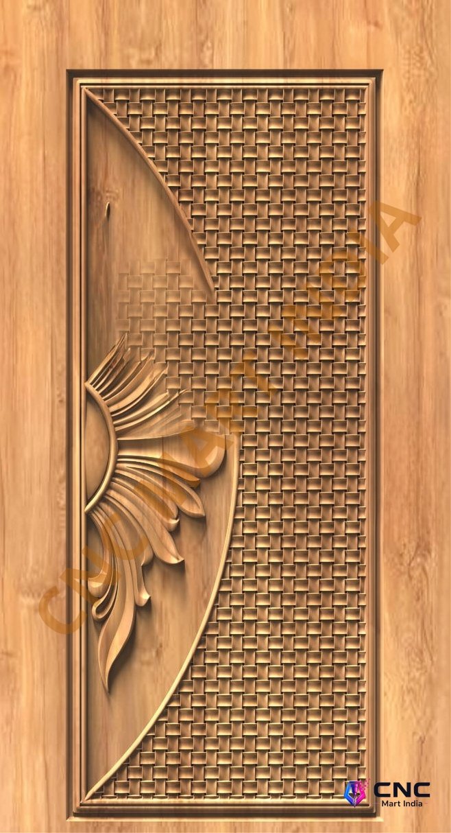 GSK EMBOSSING - EMD-65 Modern Abstract Geometric & Floral Carved Door 3D Model